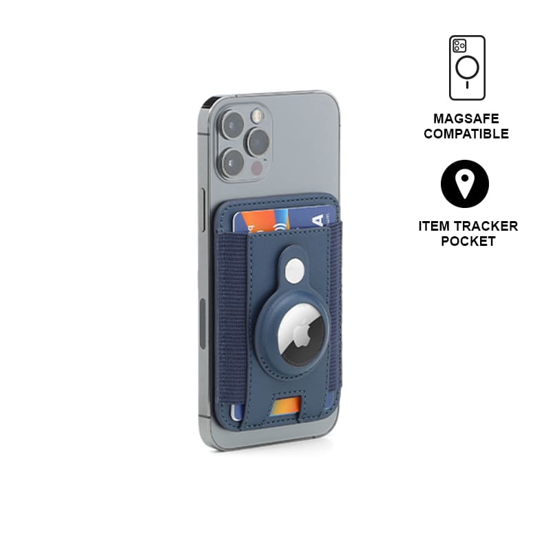MARZ - Santhome® Magnetic Phone Cardholder with Santhome Tag Pocket - Navy Blue