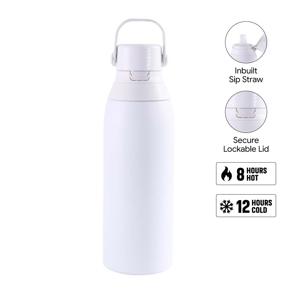 EVORA - Hans Larsen Double Wall Stainless Steel Vacuum Bottle - 750ml - White