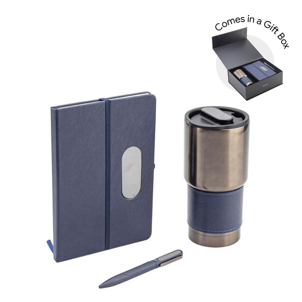 GIESSEN - Hans Larsen Gift Set of Tumbler, Notebook and Pen - Blue	