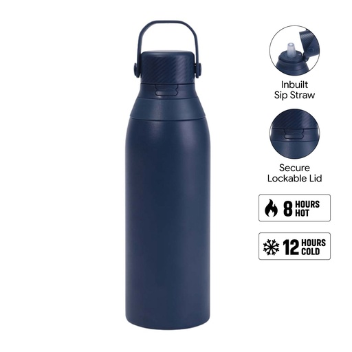 [DWHL 3270] EVORA - Hans Larsen Double Wall Stainless Steel Vacuum Bottle - 750ml - Navy
